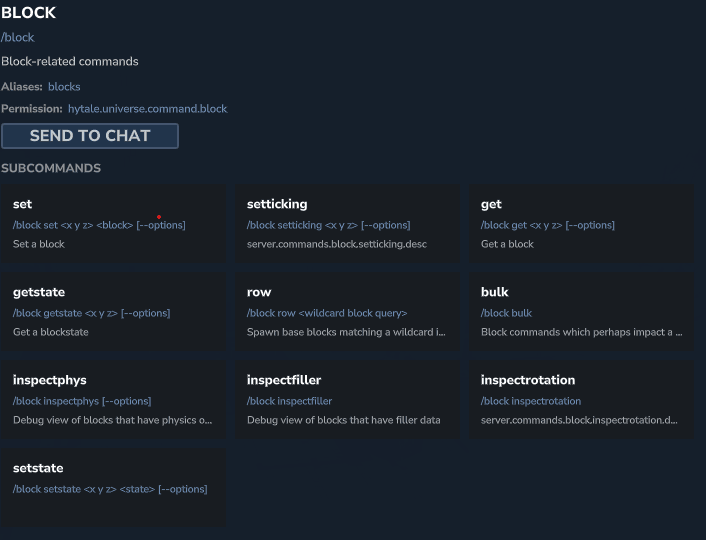 Guía Completa de Comandos de Bloques en Hytale: /block, /fillblocks y más