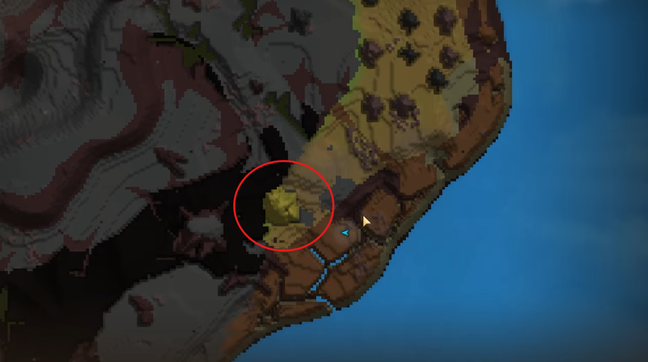 Ubicación en el mapa de Madera Dorada en Hytale