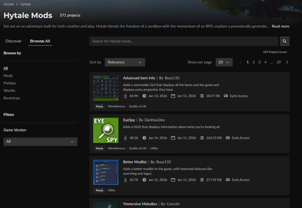 Explorador de archivos de Hytale