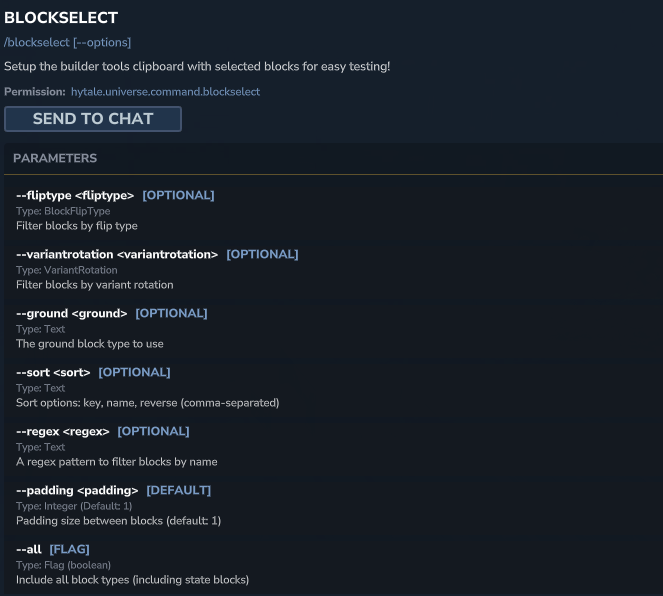 Interfaz de selección de bloques