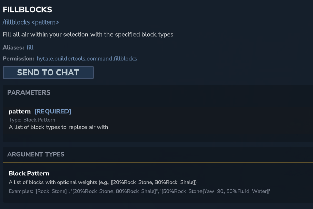 Resultado de rellenar un área con el comando /fillblocks