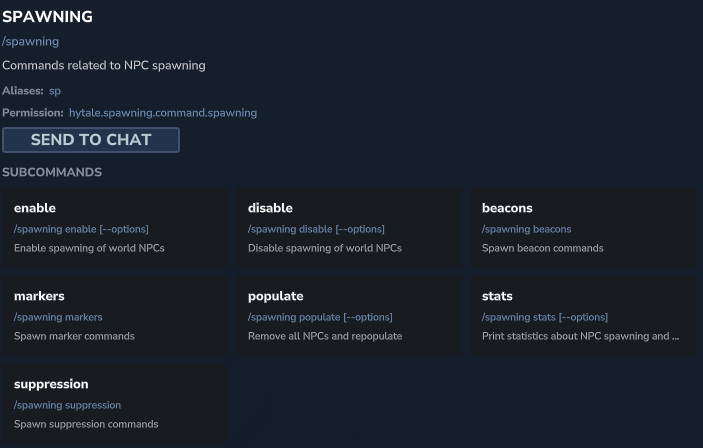 Configuración de reglas de aparición con /spawning