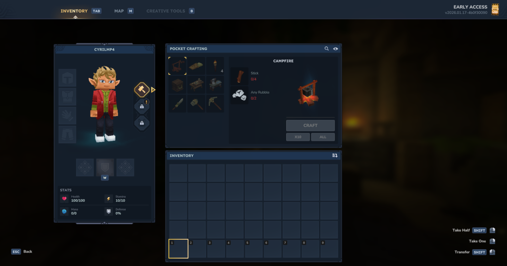 Inventario y crafteo